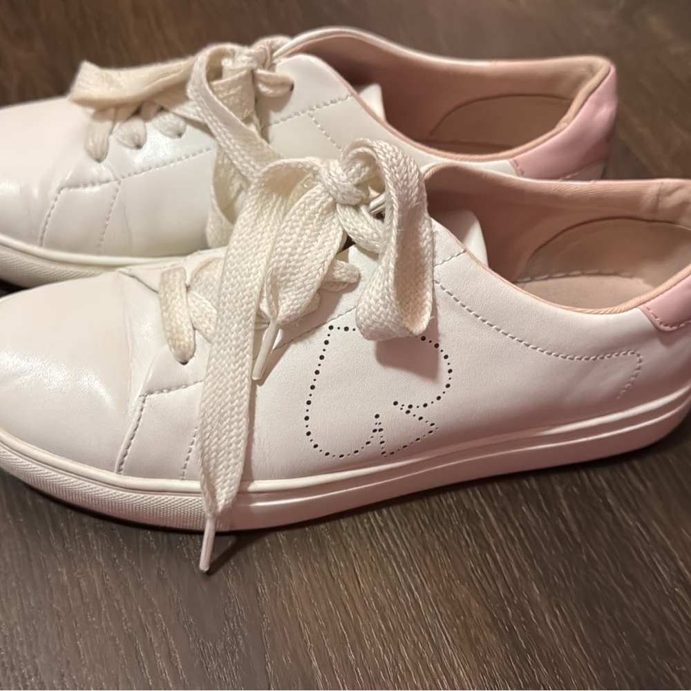 Kate Spade White and Pink Sneakers with Low-Top Design